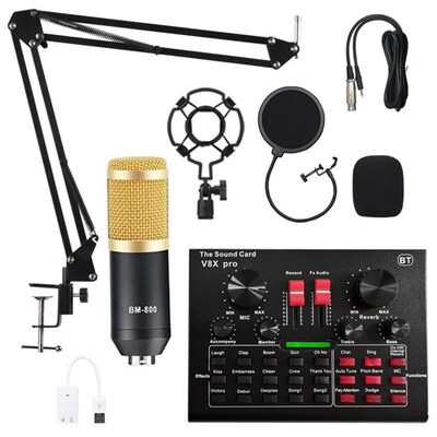 Podcast Equipment MIC BM 800 Microfone with V8 Pro Sound Car