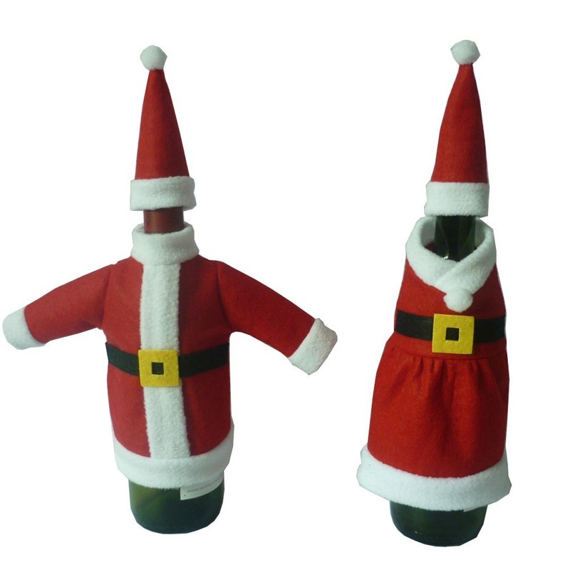 Mr&Mrs Santa Red Wine Bottle Covers Clothes With Hats Ch