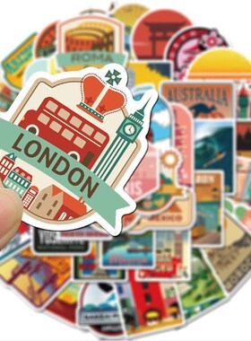 50pcs Travel City Landscape Cartoon Graffiti Sticker DIY Mo