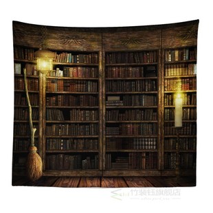Bookshelf and Fireplace Beautifu Warm Feeling Style Tapestry