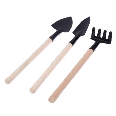 3pcs Mini Garden Tools Set Harrow Spade Shovel Garden Pots