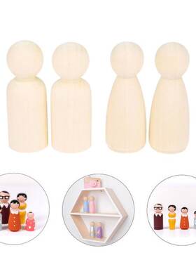 5Pcs 65mm Female/Male Wooden Peg Dolls Figures Unfinished Wo