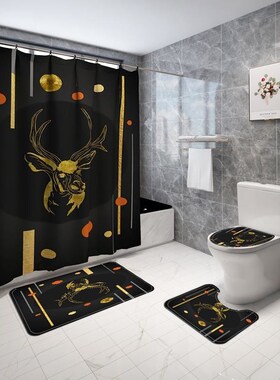 Shower curtain abstract elk printed polyester waterproof