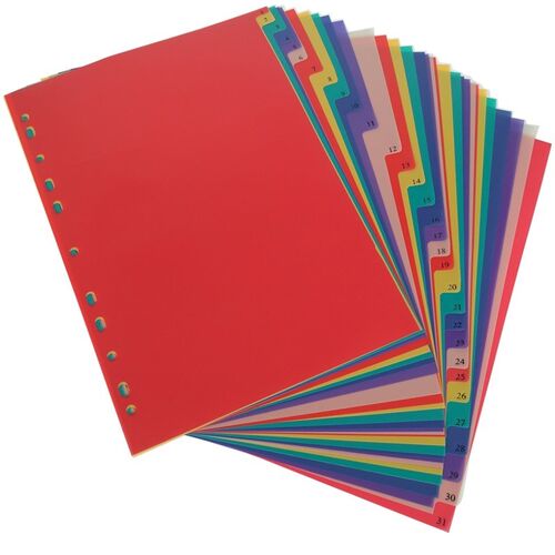 A4  31Pages Colored PP Binder Index Divider 11Holes Archives