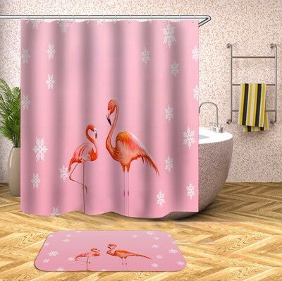 Shower Curtains Bathroom Flamingo Waterproof Animals Polyest