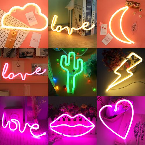 LED Neon Sign Light Love Lightning Cloud Moon Neon Light Wa