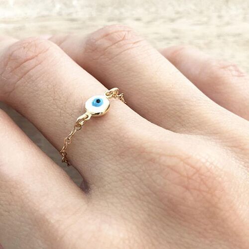Evil Eye Jewelry Evil Eye ring Gold Chain ri