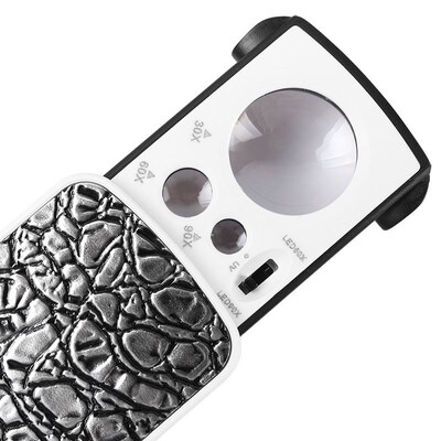 30X 60X 90X Magnifier LED UV Jewelry Appraisal Reading High