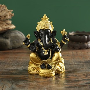 Gold Lord Ganesha Buddha Statue Elephant God Sculptures Gane