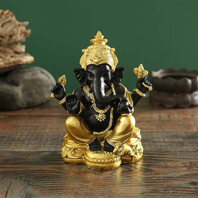 Gold Lord Ganesha Buddha Statue Elephant God Sculptures Gane