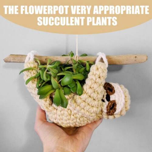 Hanging Sloth Fabric Flower Pot Sloth Animal Succulent Pot C