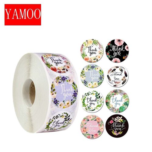 8 Designs Olive Thank You Stickers Seal Labels  Blue And Re