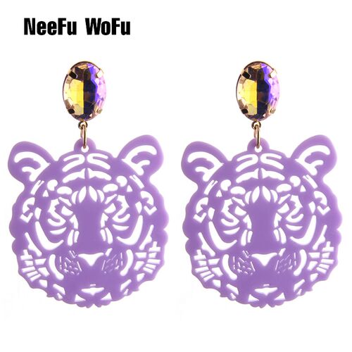 NeeFu WoFu 2020 Drop Tiger Head Earrings Resin Big Earring