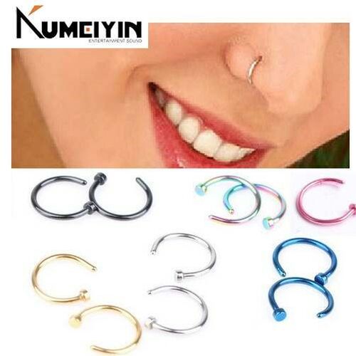 Nose ring steel gold black blue purple green piercing orname