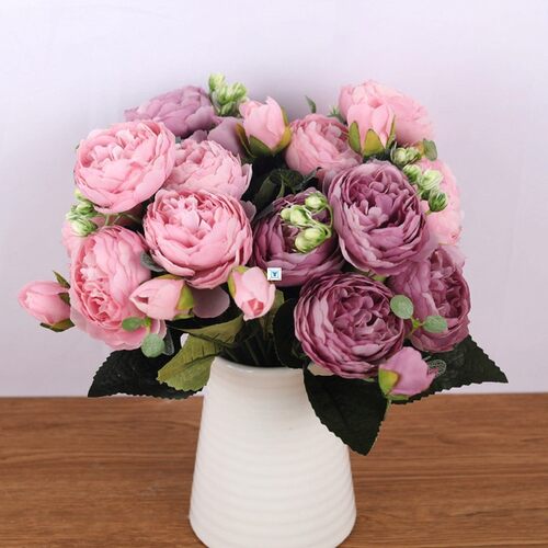 30cm Rose Pink Silk Bouquet Peony Artificial Flowers 5 Big