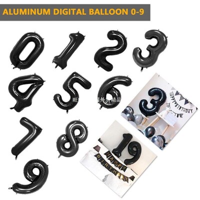Happy Birthday Balloons 32 Inches Black Digit Foil Number Ba