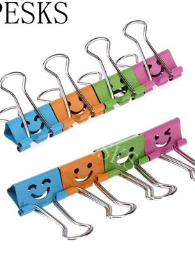 40PCS 19mm Small Smile FaCe ShaPed  Binder CliPS PaPer SChoo