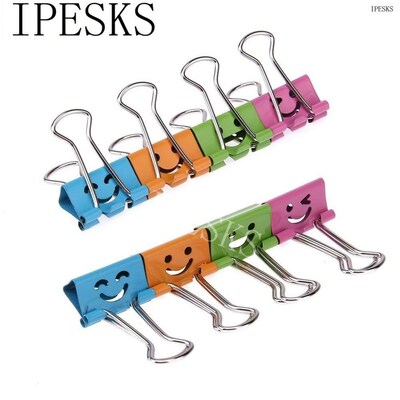 40PCS 19mm Small Smile FaCe ShaPed  Binder CliPS PaPer SChoo