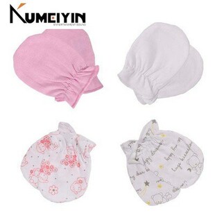 -Cotton Soft Baby newborn Scratch Mittens0-6 months che
