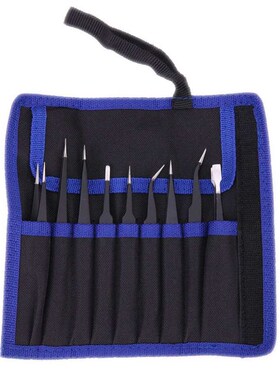9PCS/PACK ESD Tweezers Set Stainless Steel Anti-static Preci