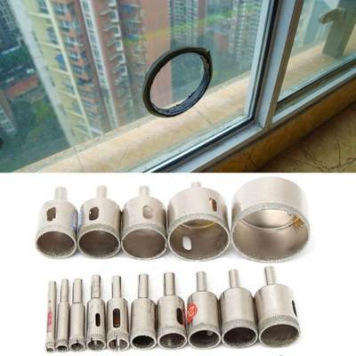 15Pcs Diamond Cutter Hole Drill Bits Set Glass Ceramic Tile