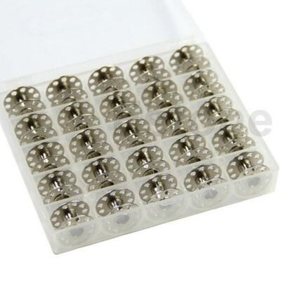 25Pcs Empty Bobbins Spool Metal Case For Brother Janome Sing