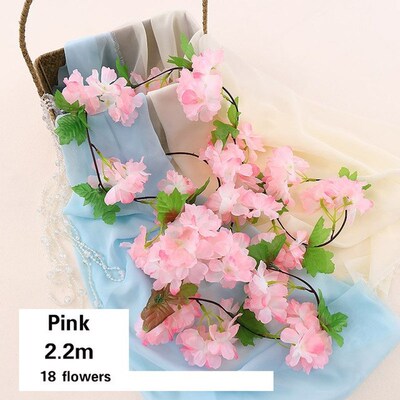 18 Heads 220m long Artificial Cherry Blossoms Flower Fake