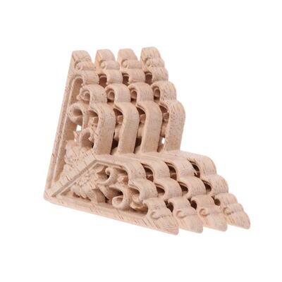 4pcs/set Wood Carved Corner Onlay Applique Unpainted Frame