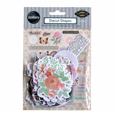 CRZCrafter Paper Diecuts Shapes Ephemera 106pcs Printed Gli
