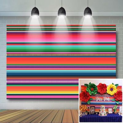 Colored Stripes Fiesta Backdrop Cinco De Mayo Mexican Festi