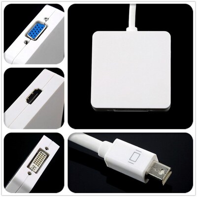 Hot 3 in 1 Mini Display Port Thunderbolt to DVI VGA HDMI TV