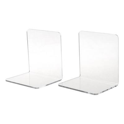 2Pcs Clear Acrylic Bookends L-shaped Desk Organizer Desktop