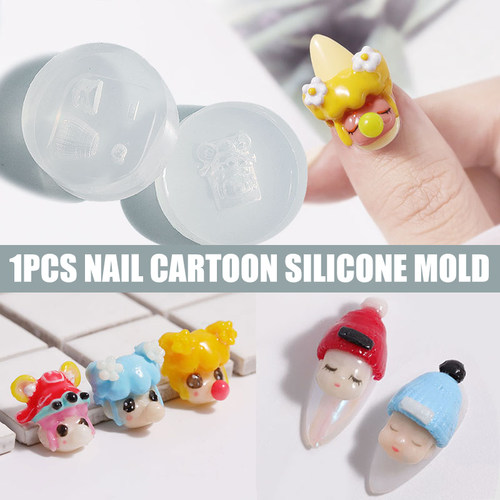 1pcs Silicone Nail Mold 3D Cartoon Baby Face Cute Mould Car