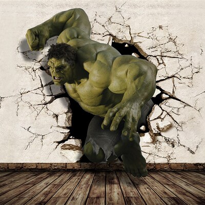 Custom Photo Wallpaper 3D Stereo Cartoon Broken Wall Murals