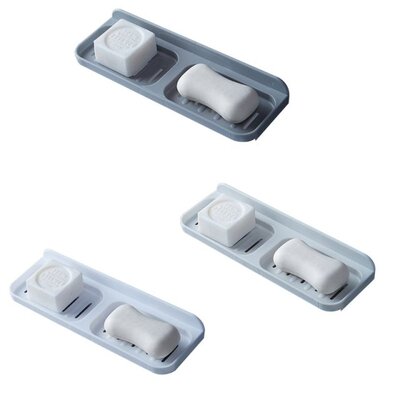 Double Grid Drawer Soap Dishes Wall-mounted Drain Soap Rack