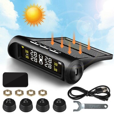 Wireless Solar Tpms Car Tire Pressure Temperature Monitorin