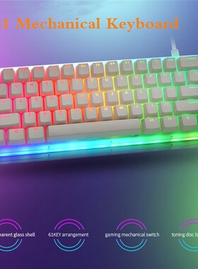 K61 61 Keys Mechanical Gaming Keyboard Gateron Switch Wired
