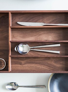 Black Walnut Table Storage Box 5 Slots Ofiice Desk Organizer
