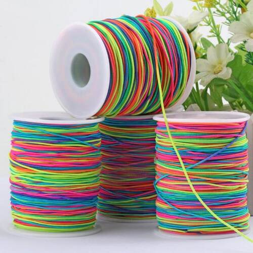 85/100m Rainbow Colourful Elastic Cord 1mm Thread Stretch St