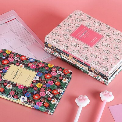 2021 Daily Weekly Monthly Planner A5 Flowery Notebook Time M