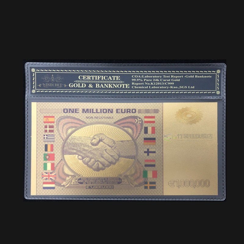 Souvenir Gifts  Color Gold Banknote 50 Euro Banknotes in 24k