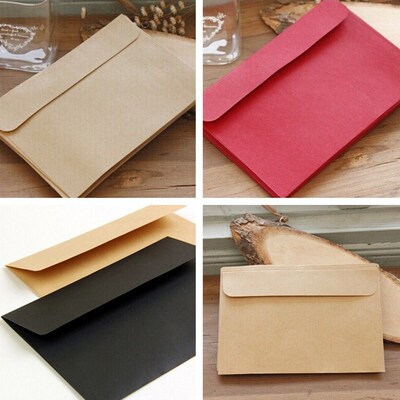 10pcs Red Kraft Black Envelope Blank Stationery Multifunctio