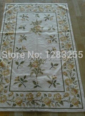 Elegant French Design Woolen Needlepoint Vintage Royal Desi