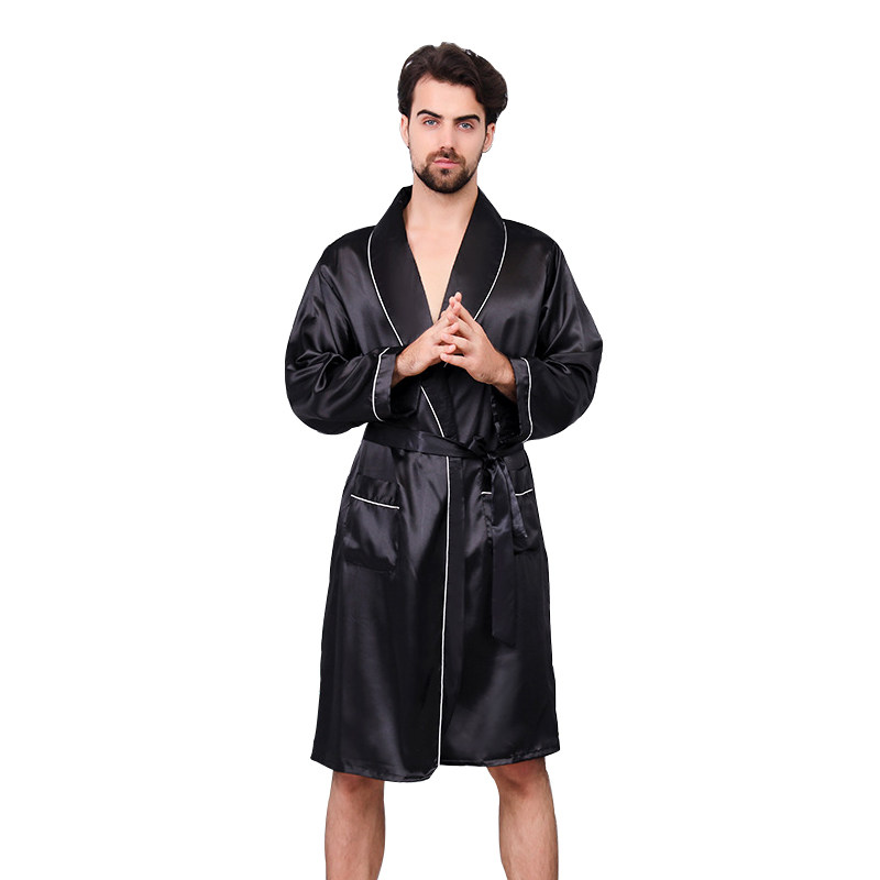 Luxury Designer Men's Silk Kimono Robe Plus 5XL Long Sle