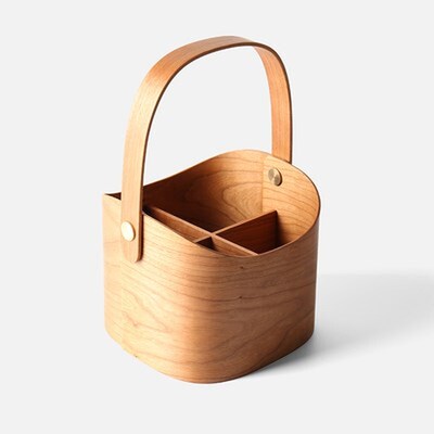 Handmade Black Walnut Storage Basket with Handle  Japan Styl