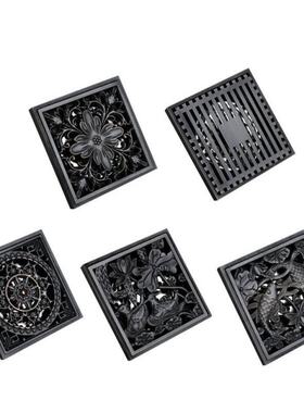 Black Brass Square Floor Drain Invisible Drain Strainer Squa