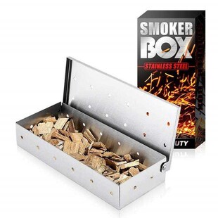 BBQ Barbecue Smoker Box for BBQ Grill Wood Chips钢烧烤烟熏盒