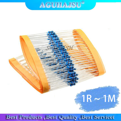300pcs 1/4W Metal film resistor 1R ~ 1M 100R 220R 330R 1K 1.