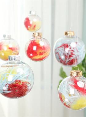 5Pc 6/8/10cm Plastic Transparent Hanging Ball for Xmas Chris