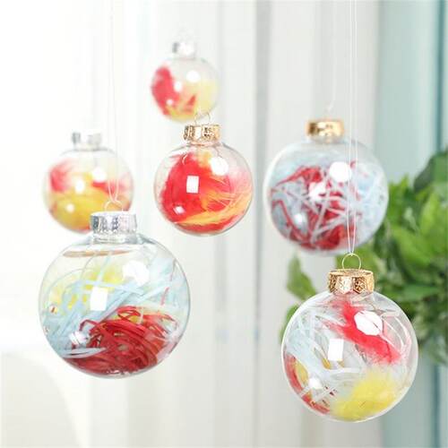 5Pc 6/8/10cm Plastic Transparent Hanging Ball for Xmas Chris